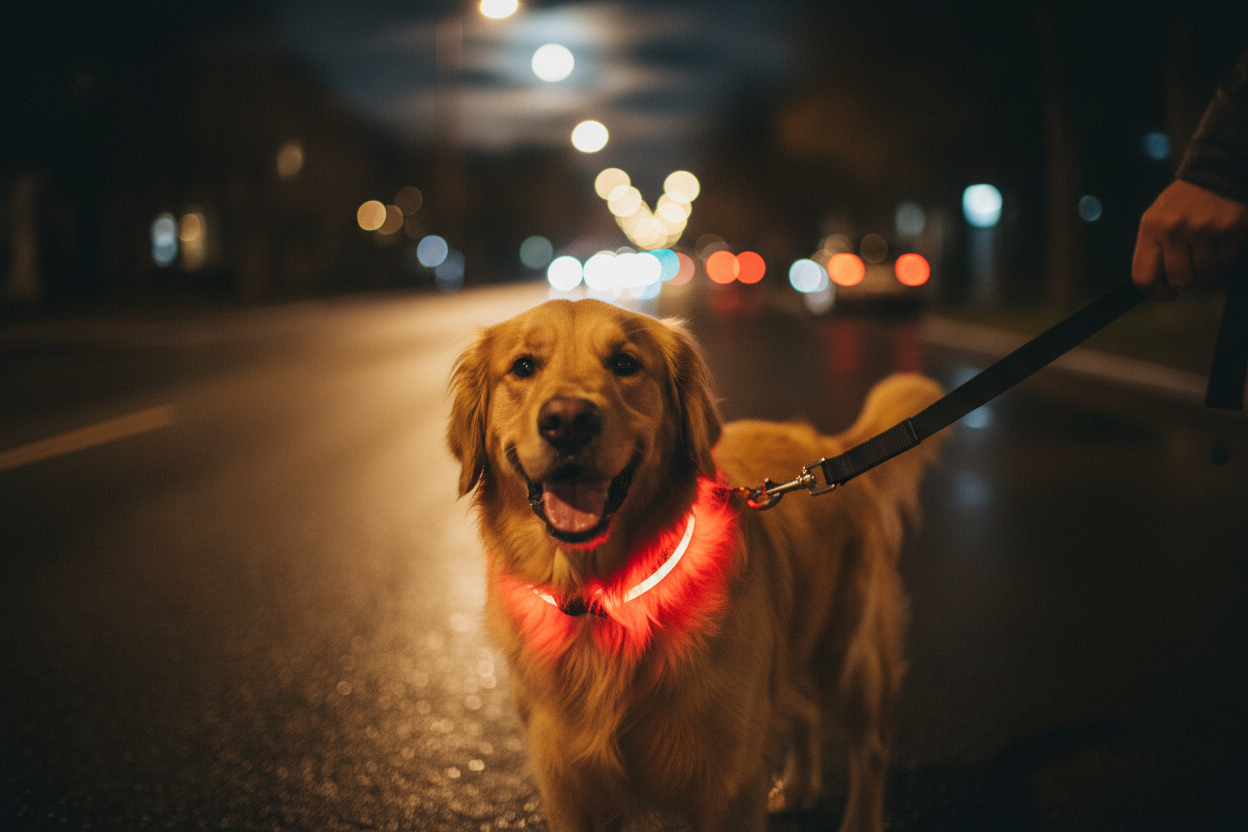 Golden Retriever Red LED Collar Night Walk