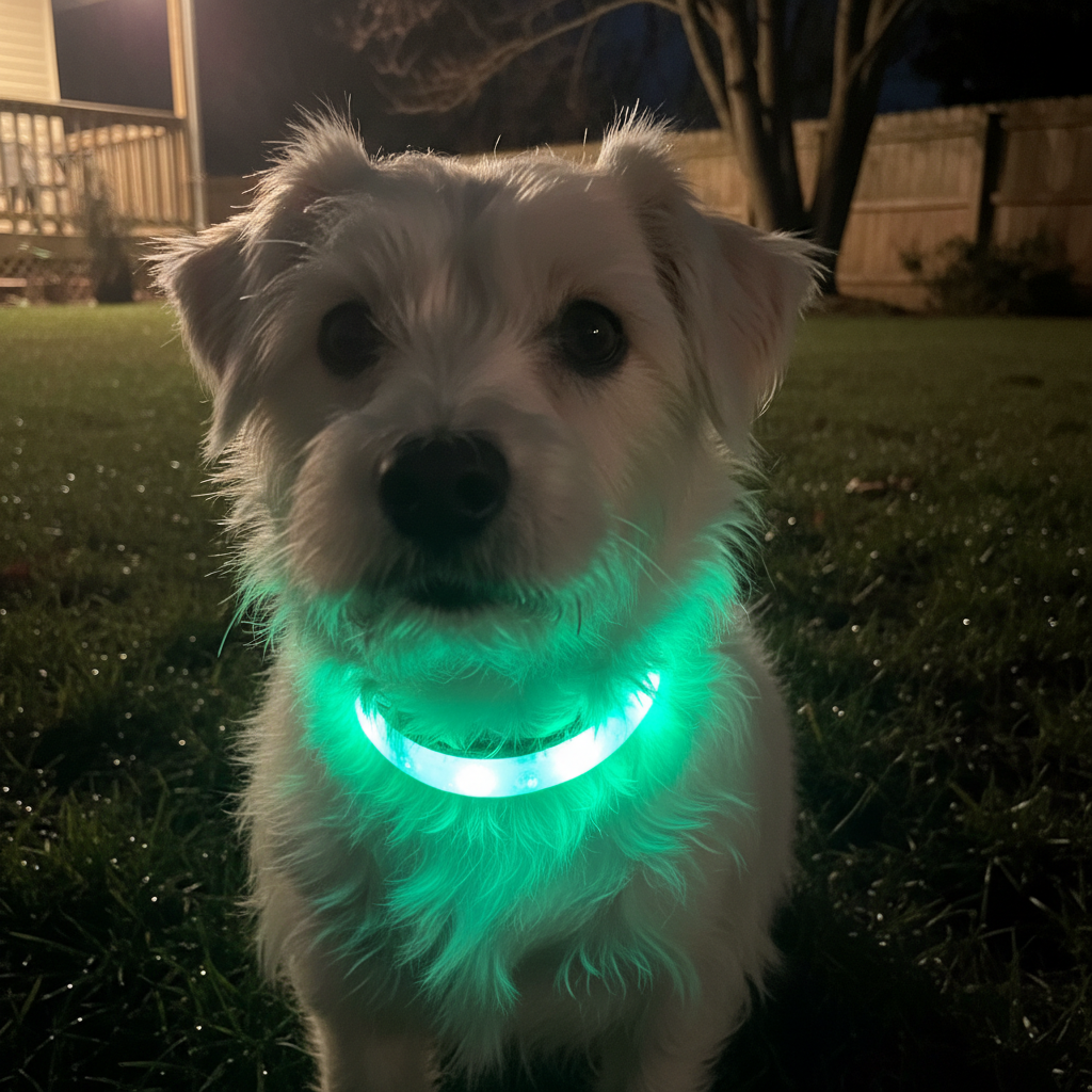Small Dog Green LED Collar Backyard